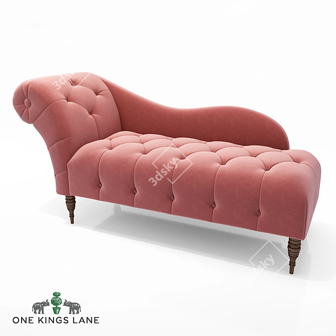 Elegant Frances Tufted Chaise 3D model image 7