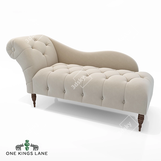 Elegant Frances Tufted Chaise 3D model image 8