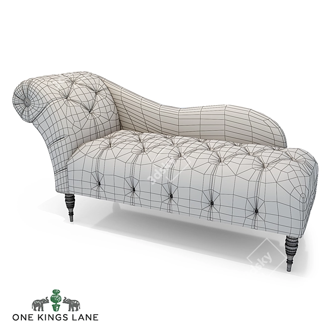 Elegant Frances Tufted Chaise 3D model image 15