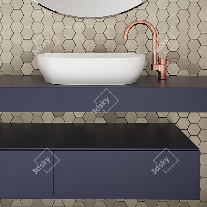 Modern Bowl Sink Set: Vitra Outline TV Lavabo & Fold S Faucet 3D model image 3