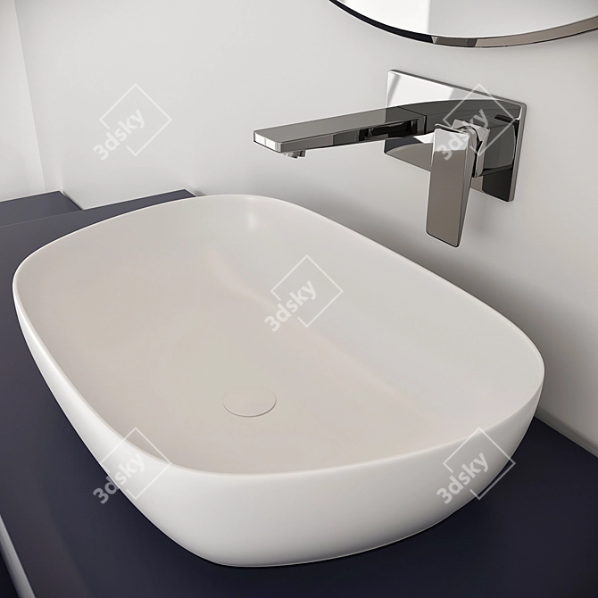 Modern Bowl Sink Set: Vitra Outline TV Lavabo & Fold S Faucet 3D model image 7