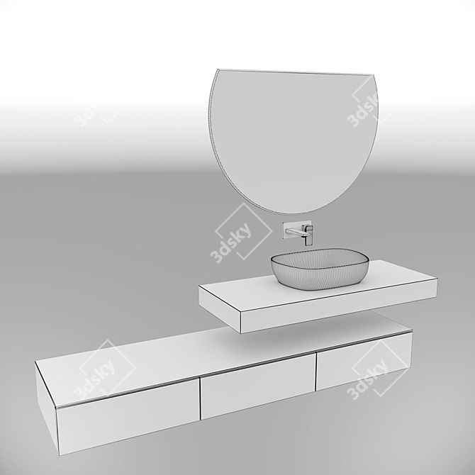 Modern Bowl Sink Set: Vitra Outline TV Lavabo & Fold S Faucet 3D model image 8