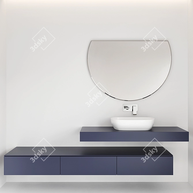 Modern Bowl Sink Set: Vitra Outline TV Lavabo & Fold S Faucet 3D model image 9