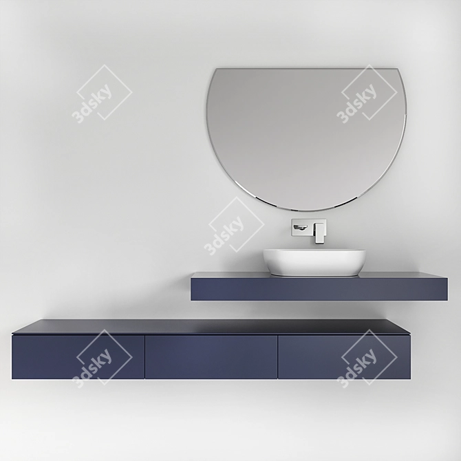 Modern Bowl Sink Set: Vitra Outline TV Lavabo & Fold S Faucet 3D model image 10