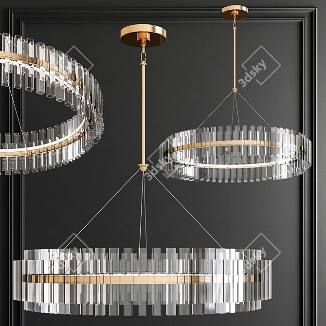 Elegant Crystal LED Chandelier 3D model image 1