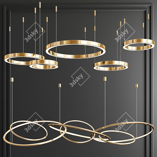 Sleek Horizontal Ring Chandelier 3D model image 1