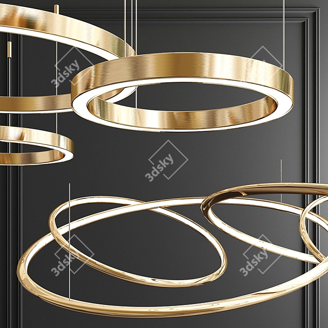 Sleek Horizontal Ring Chandelier 3D model image 2