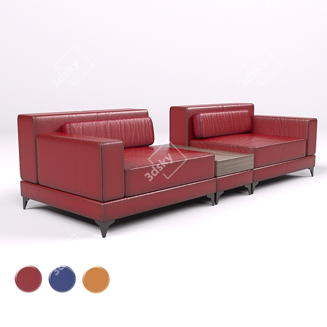 Versatile Leather Sofa Set 3D model image 1