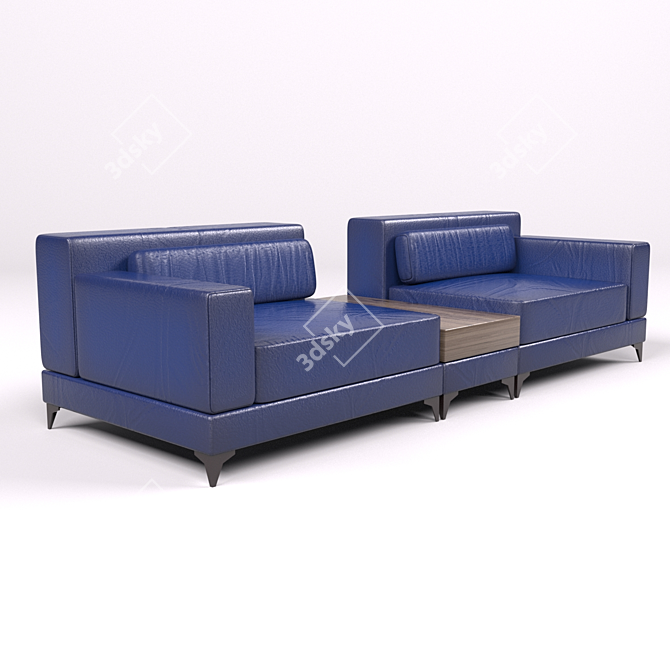 Versatile Leather Sofa Set 3D model image 2