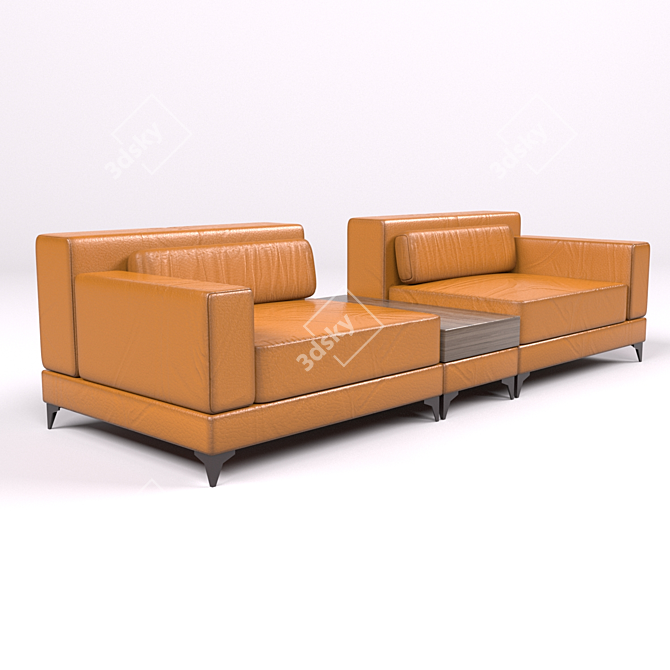 Versatile Leather Sofa Set 3D model image 3