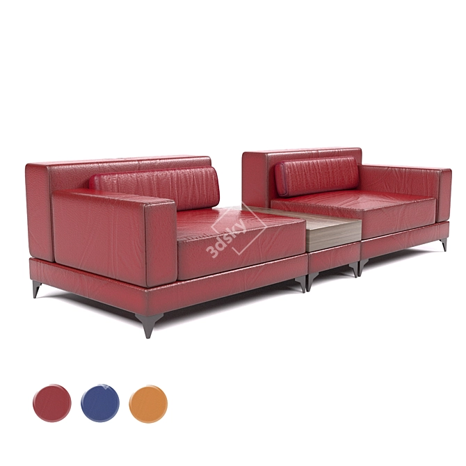 Versatile Leather Sofa Set 3D model image 4