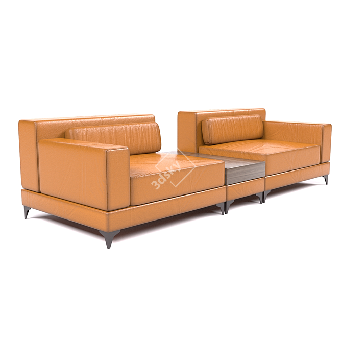 Versatile Leather Sofa Set 3D model image 6