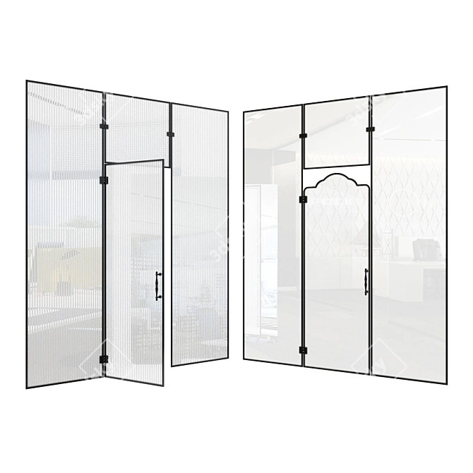 Sleek Glass Doors 3D model image 1