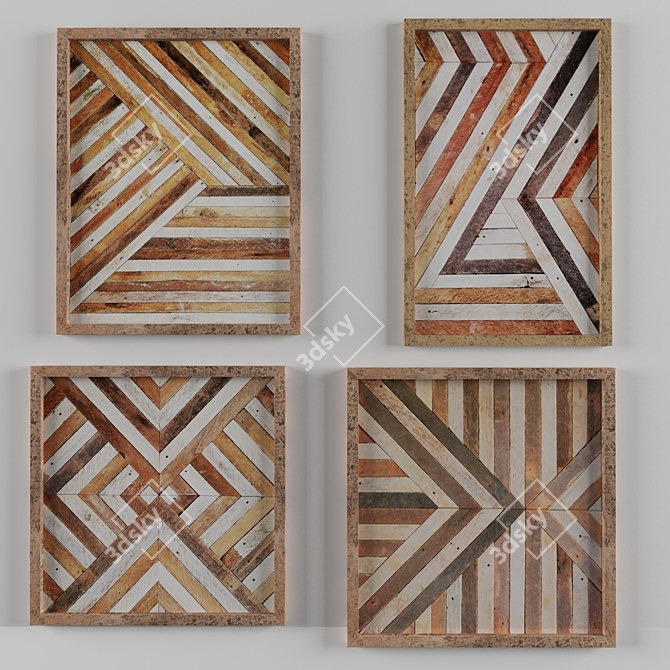 Scandinavian Rustic Wood Wall Art 3D model image 1