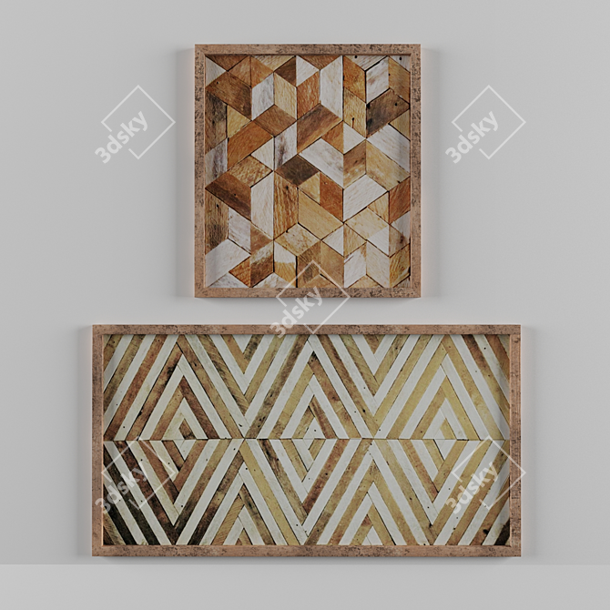 Scandinavian Rustic Wood Wall Art 3D model image 4