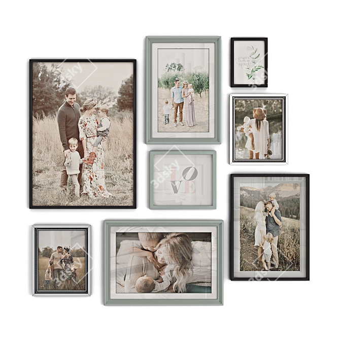 Family Memories: 8-Piece Photo Set 3D model image 1