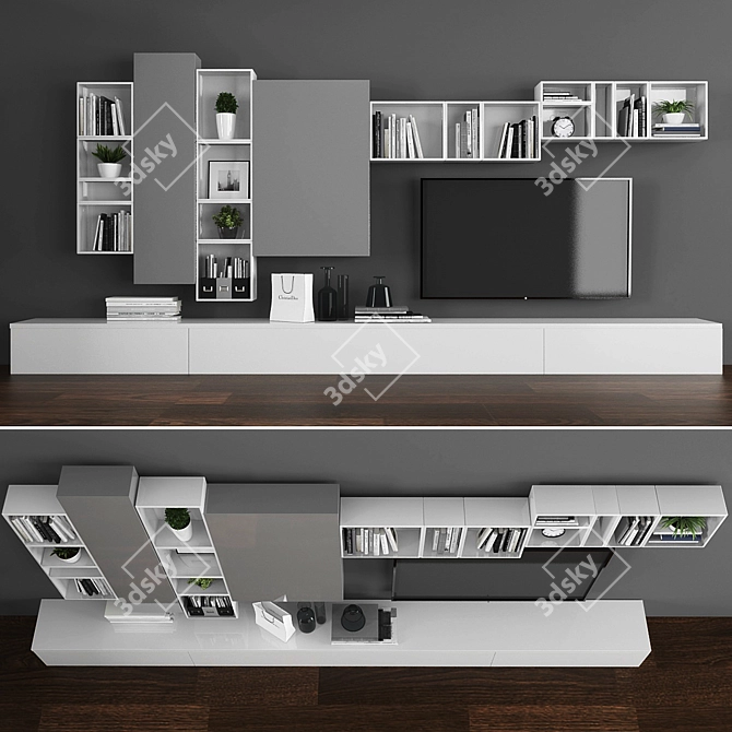 Modern TV Stand Set 092 3D model image 1