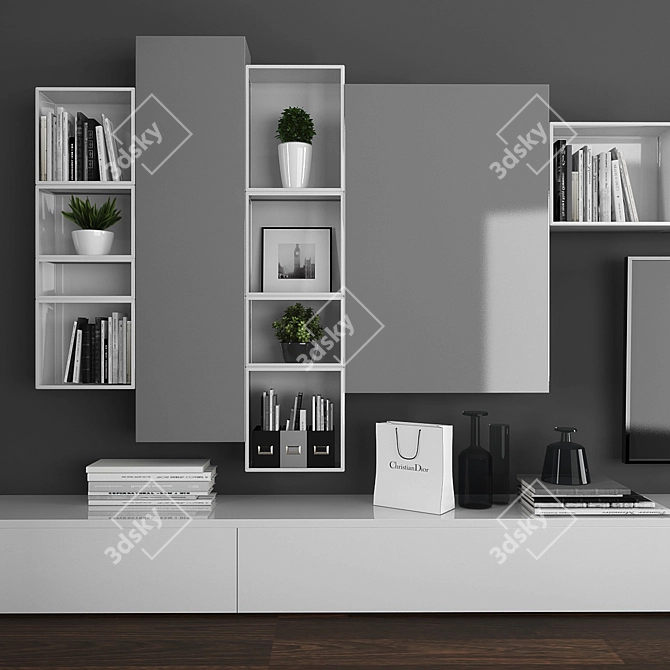 Modern TV Stand Set 092 3D model image 2