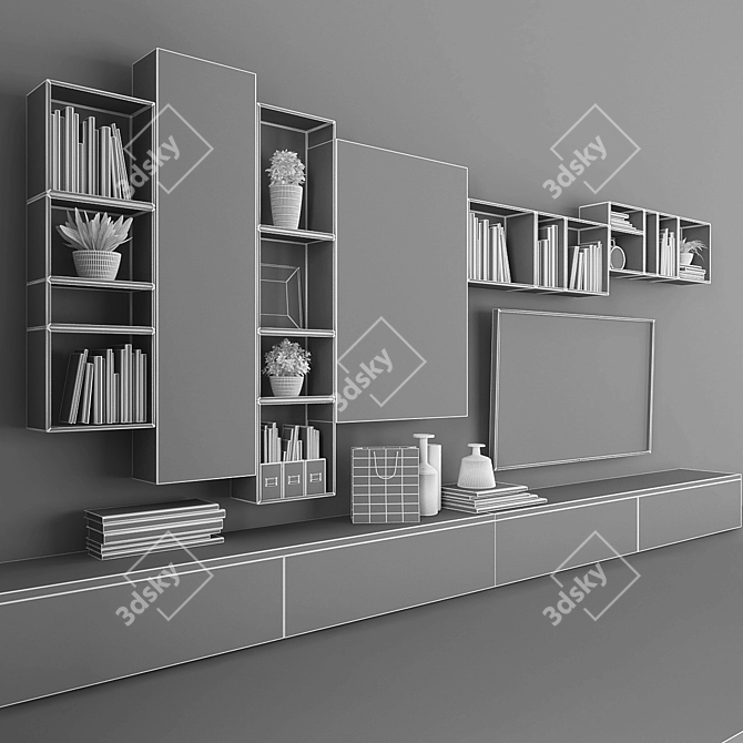 Modern TV Stand Set 092 3D model image 3