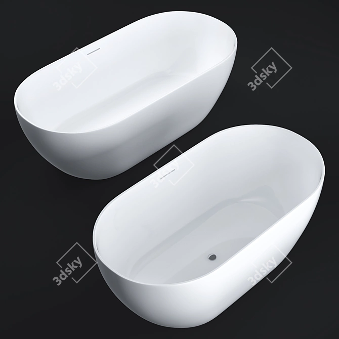 Elegant Riho Bilbao Freestanding Oval Bathtub 3D model image 2