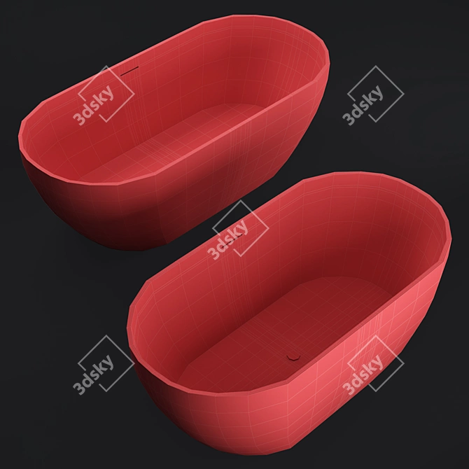 Elegant Riho Bilbao Freestanding Oval Bathtub 3D model image 3