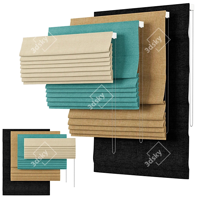 English Blinds Roman Curtains | Corbridge 3D model image 1