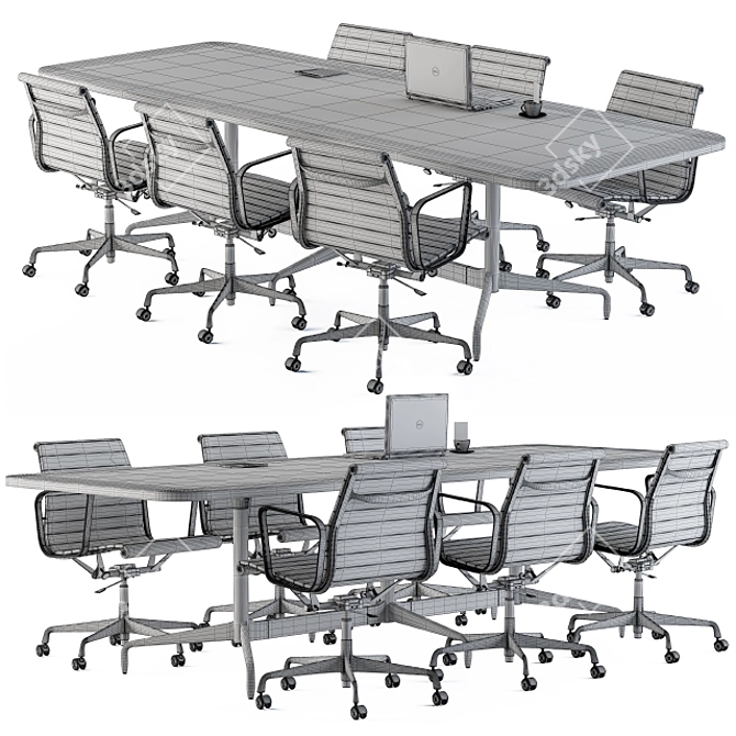 Conference Table Set: Elegant Design 3D model image 2