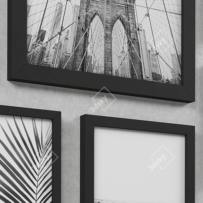 Monochrome Moments: Framed Black & White Gallery Set 3D model image 2