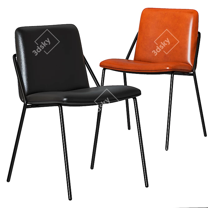 Modern Leather Sling Chair 3D model image 1