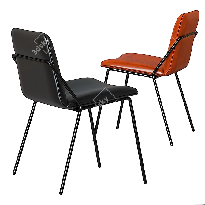 Modern Leather Sling Chair 3D model image 2