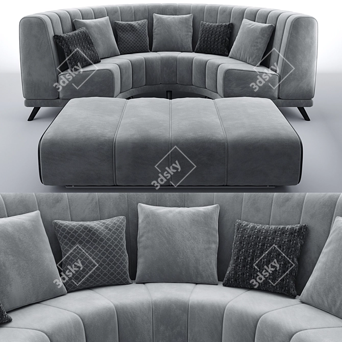 Luxury Round Sofa Set 3D model image 1