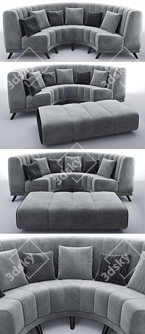 Luxury Round Sofa Set 3D model image 2