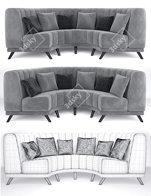 Luxury Round Sofa Set 3D model image 7