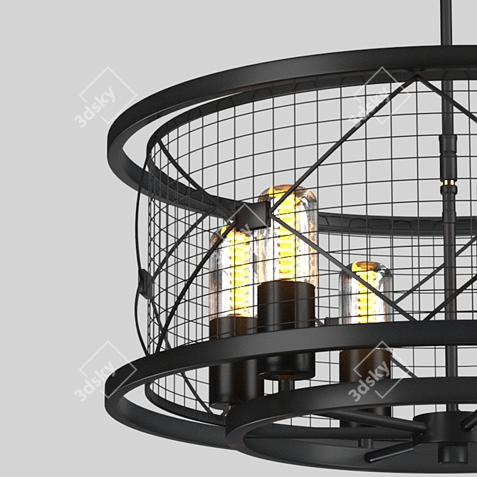 Industrial Loft Chandelier 3D model image 2