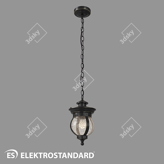 Barrel H Outdoor Pendant Lamp - Black & Gold Finish 3D model image 1