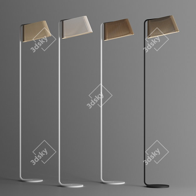 Sleek Birch Slats Floor Lamp 3D model image 1