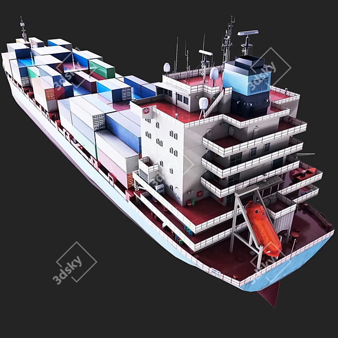 High-Quality Container Ship Model 3D model image 2