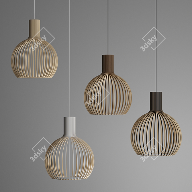 Sleek Birch Octo Pendant 3D model image 1