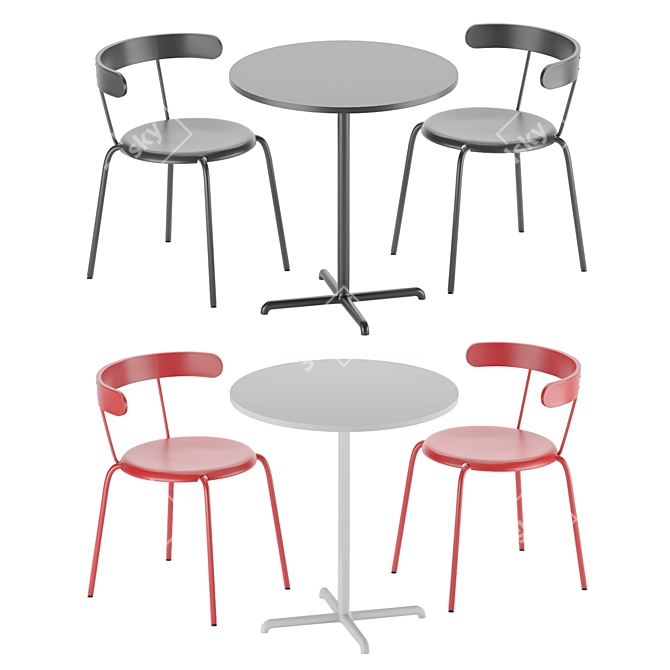 Ingvar Ikea Chair and Stencel Table 3D model image 1