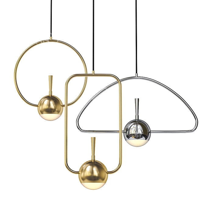 Elegant Gold Pendant Light - Nadise 3D model image 1