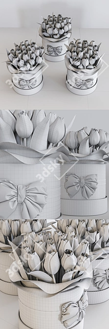 Spring Blooms Gift: Tulips in Box 3D model image 5