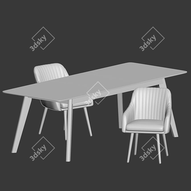 Modern Dining Set: Rochelle Lounge Chair + Cirrus Dinning Table 3D model image 3