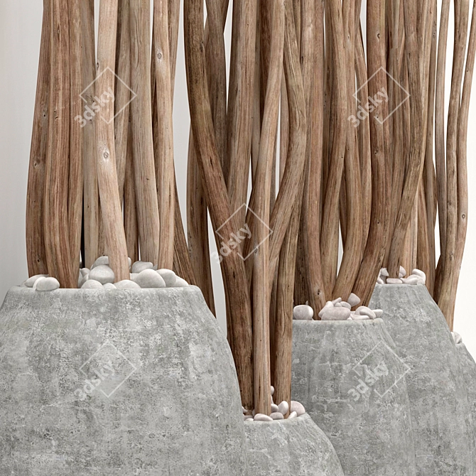 Branch Barrel Vase: Beauty in Dry Branches 3D model image 3