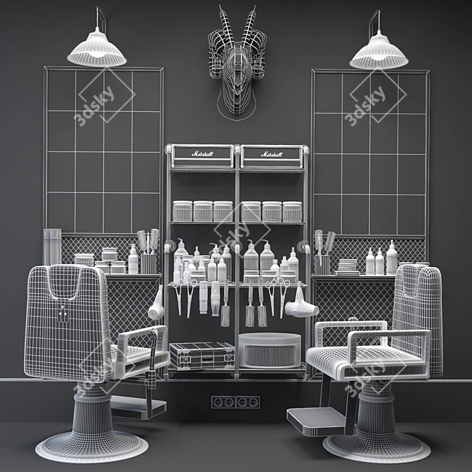 Highly Detailed Photorealistic Barber Shop Model 3D model image 4