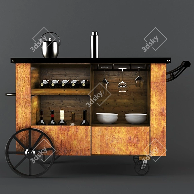 Sleek Bar Buffet: Cool, Stylish, and Functional 3D model image 1