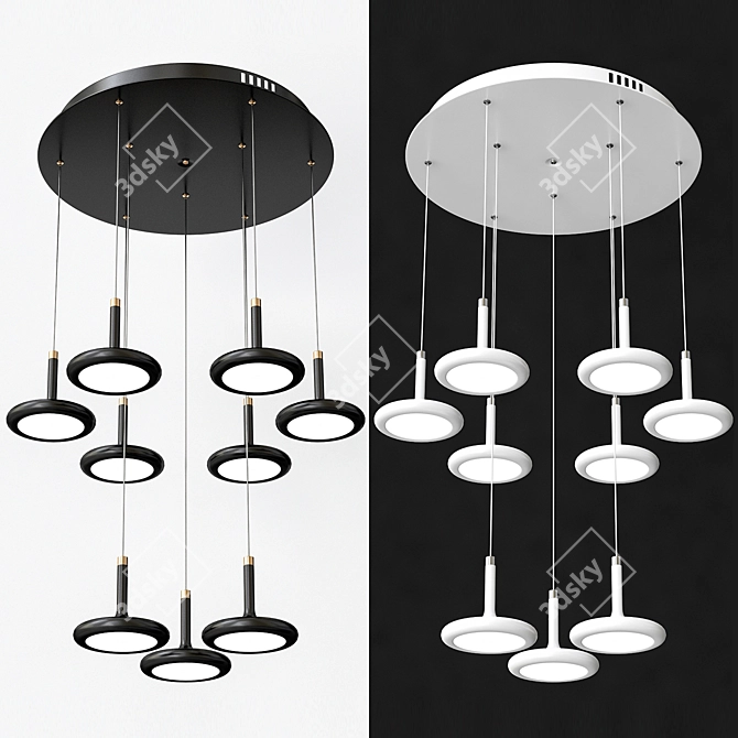 Elegant Yeanling Chandelier - 9-Light Modern Design 3D model image 2