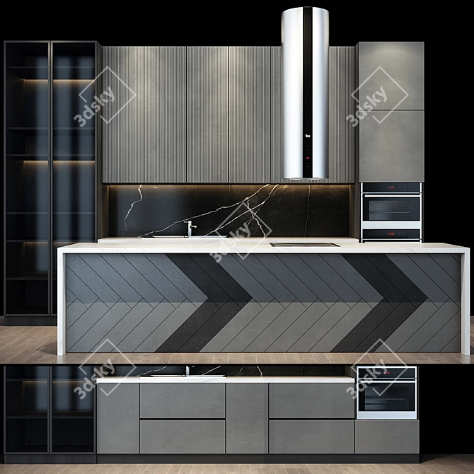 Elegant Stainless Steel Kitchen Utensils 3D model image 1