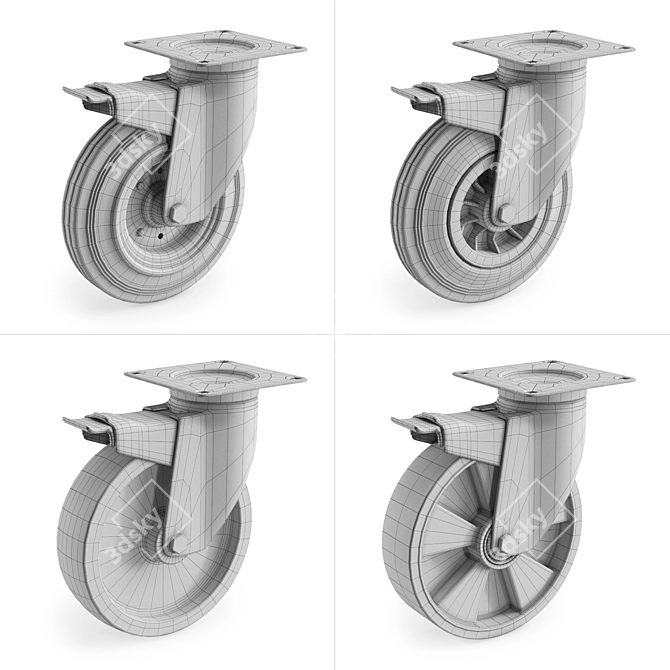 Versatile Casters for Easy Mobility 3D model image 2