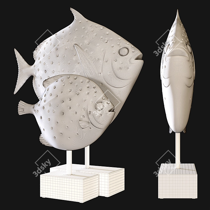 Captivating Kare Fish Pair: Big and Small 3D model image 10