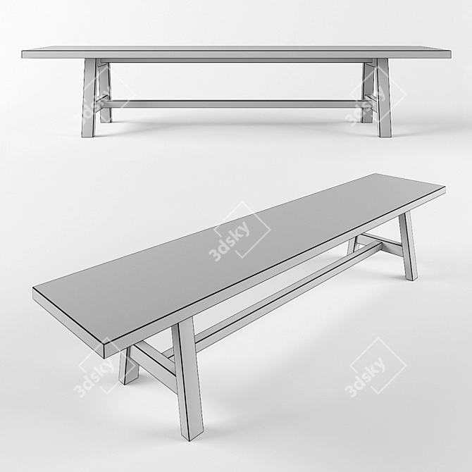 Workshop Bench: Handcrafted, Durable & Stylish 3D model image 2